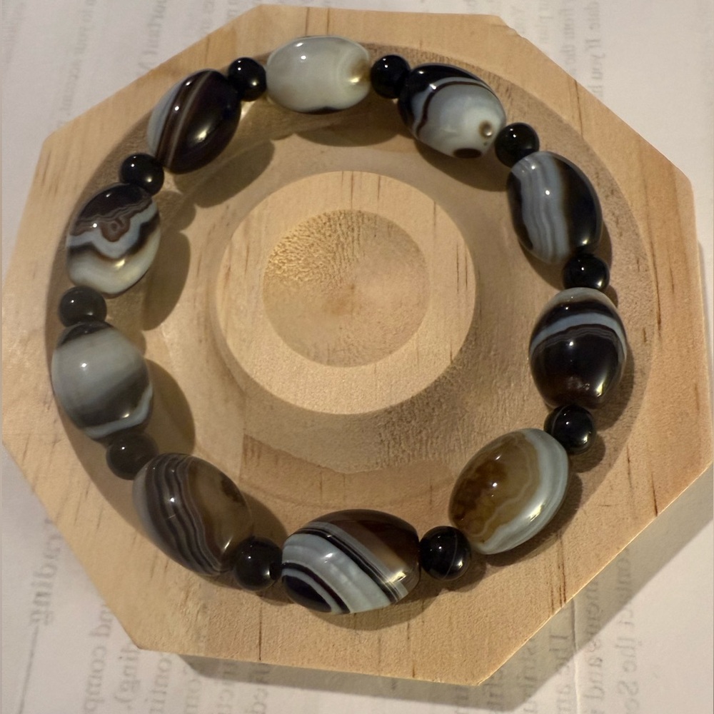 Coffee Agate Beaded Bracelet